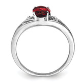 Sterling Silver Rhodium-plated Garnet Ring
